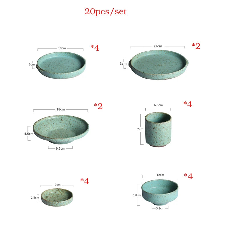 Shosai Green Ceramic Dinner Set 20 pieces