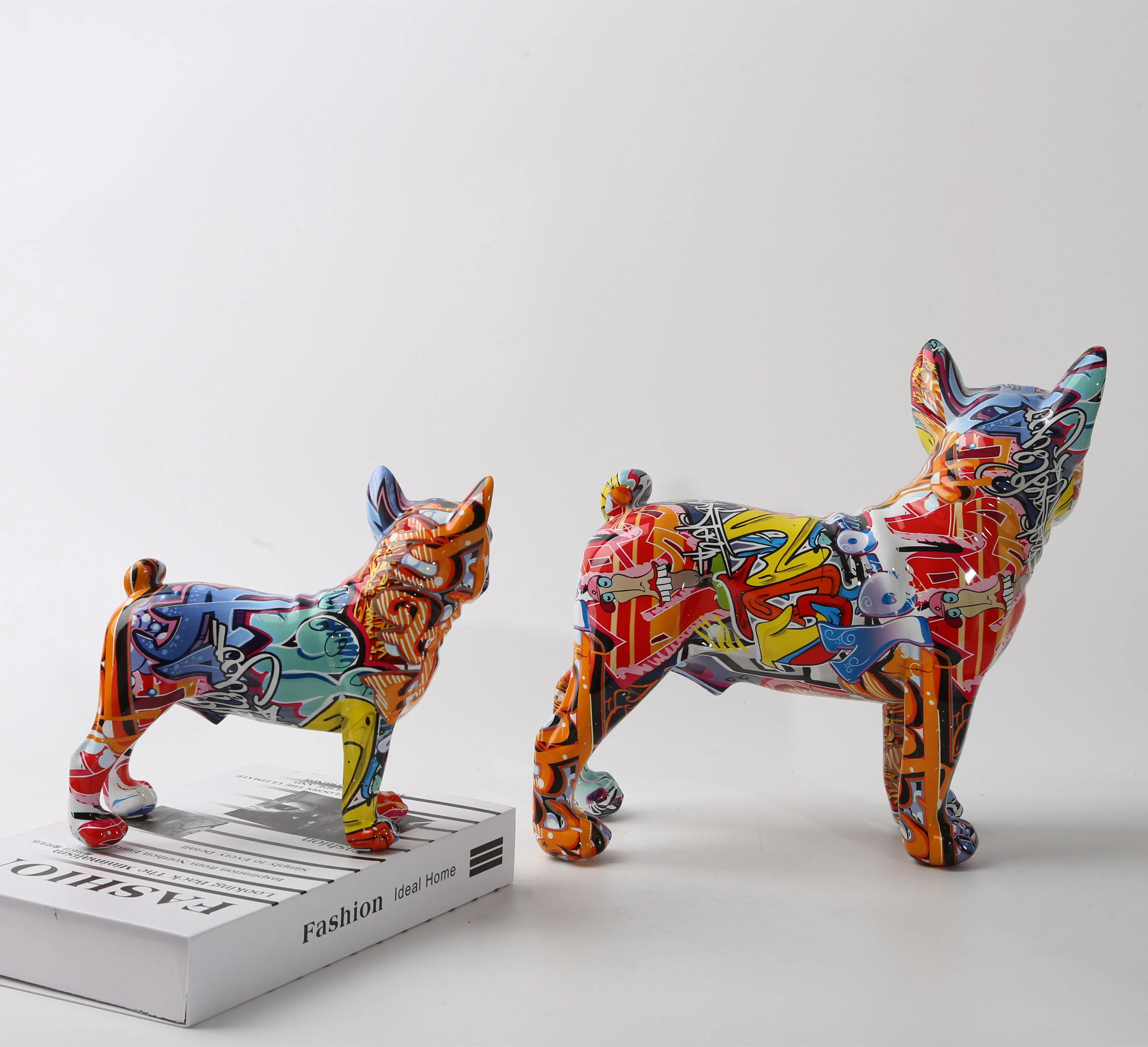 French Bulldog Graffiti Painted Statue