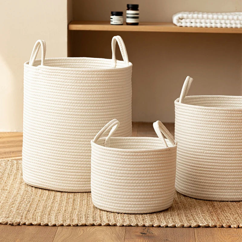 White Storage Baskets Cotton