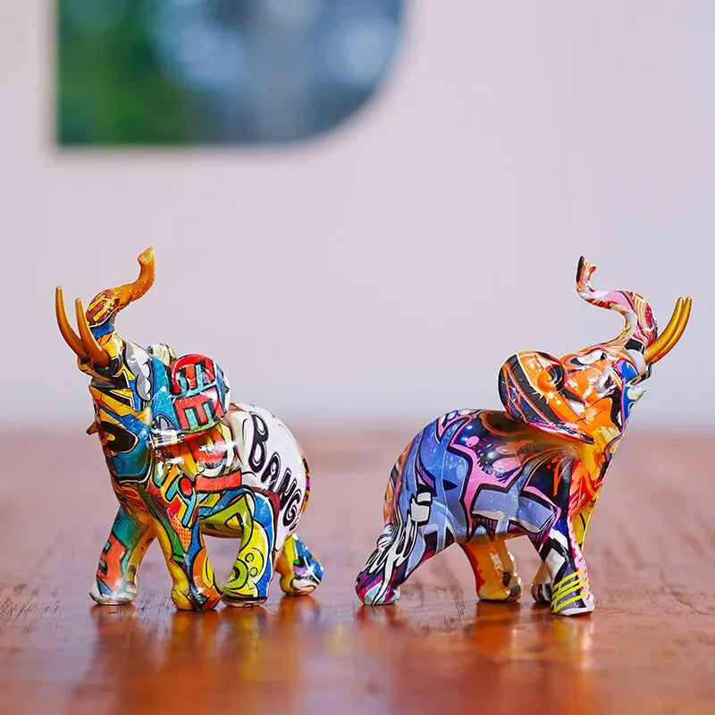 Elephant Nordic Painted Statue