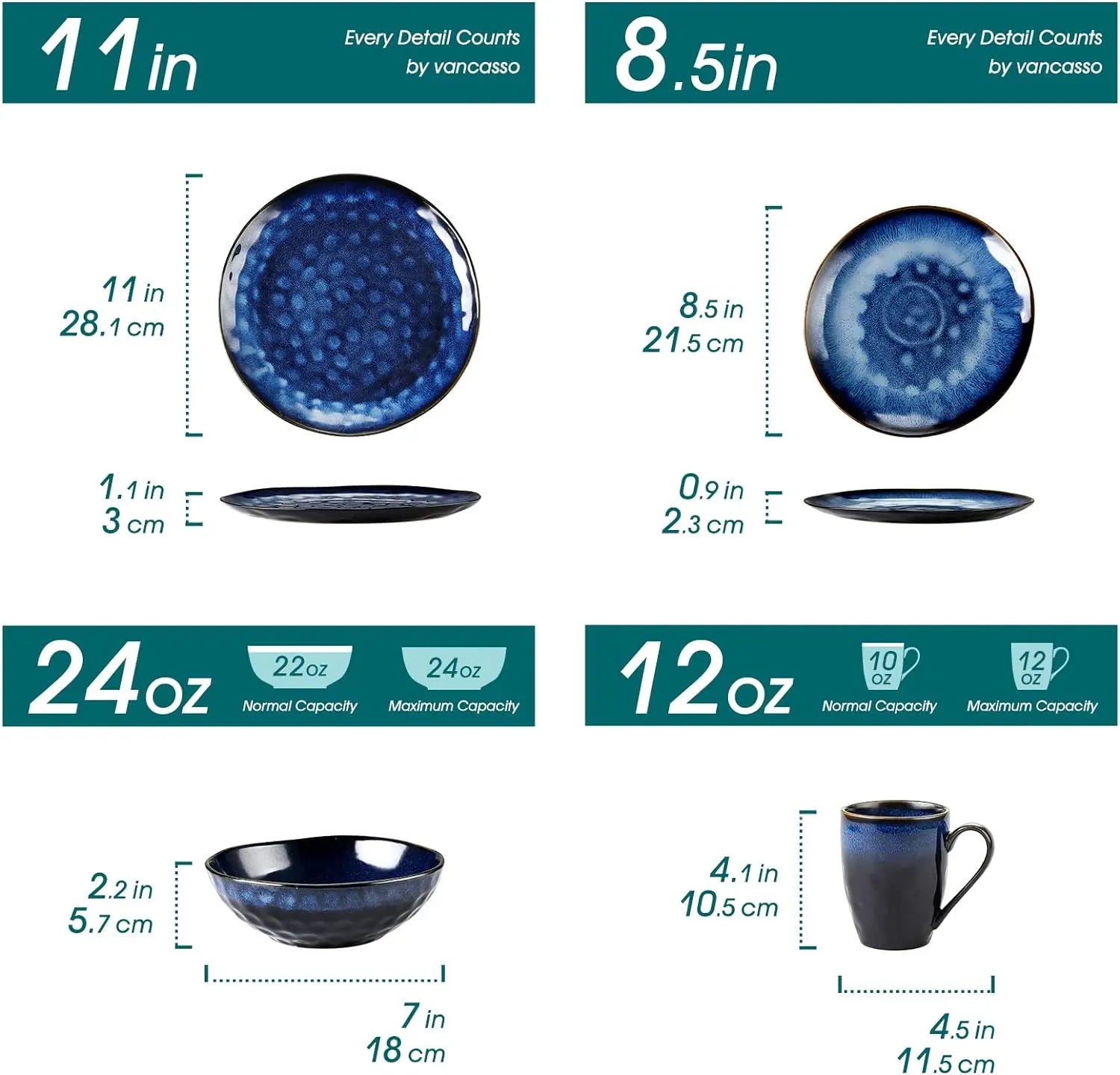 Deep Sea 12 Pieces Dinnerware Set