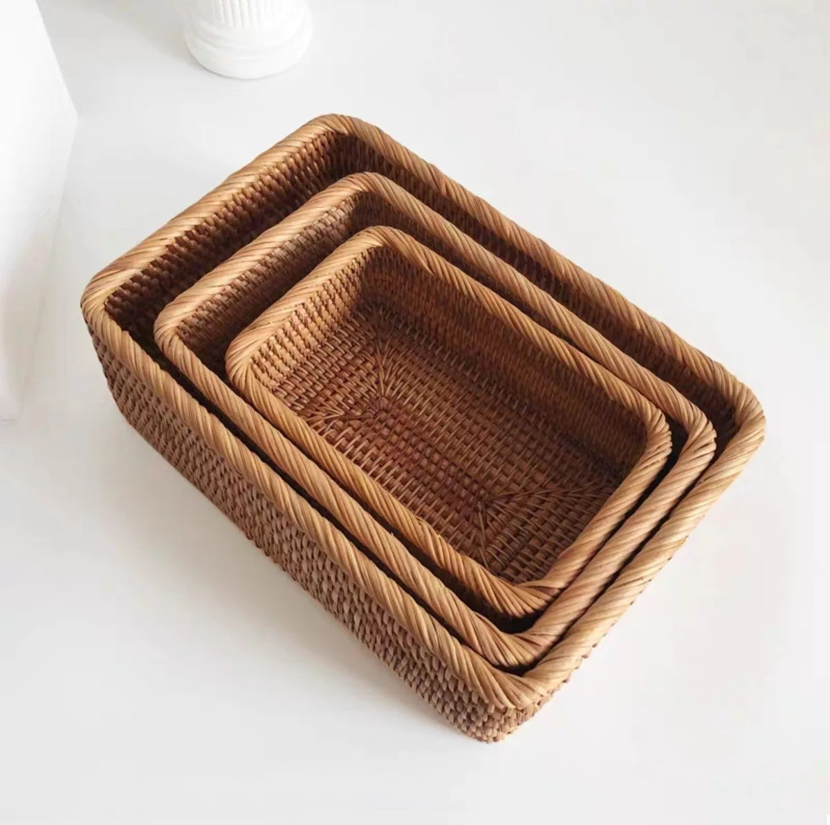 Hand-woven Rattan Wicker Basket