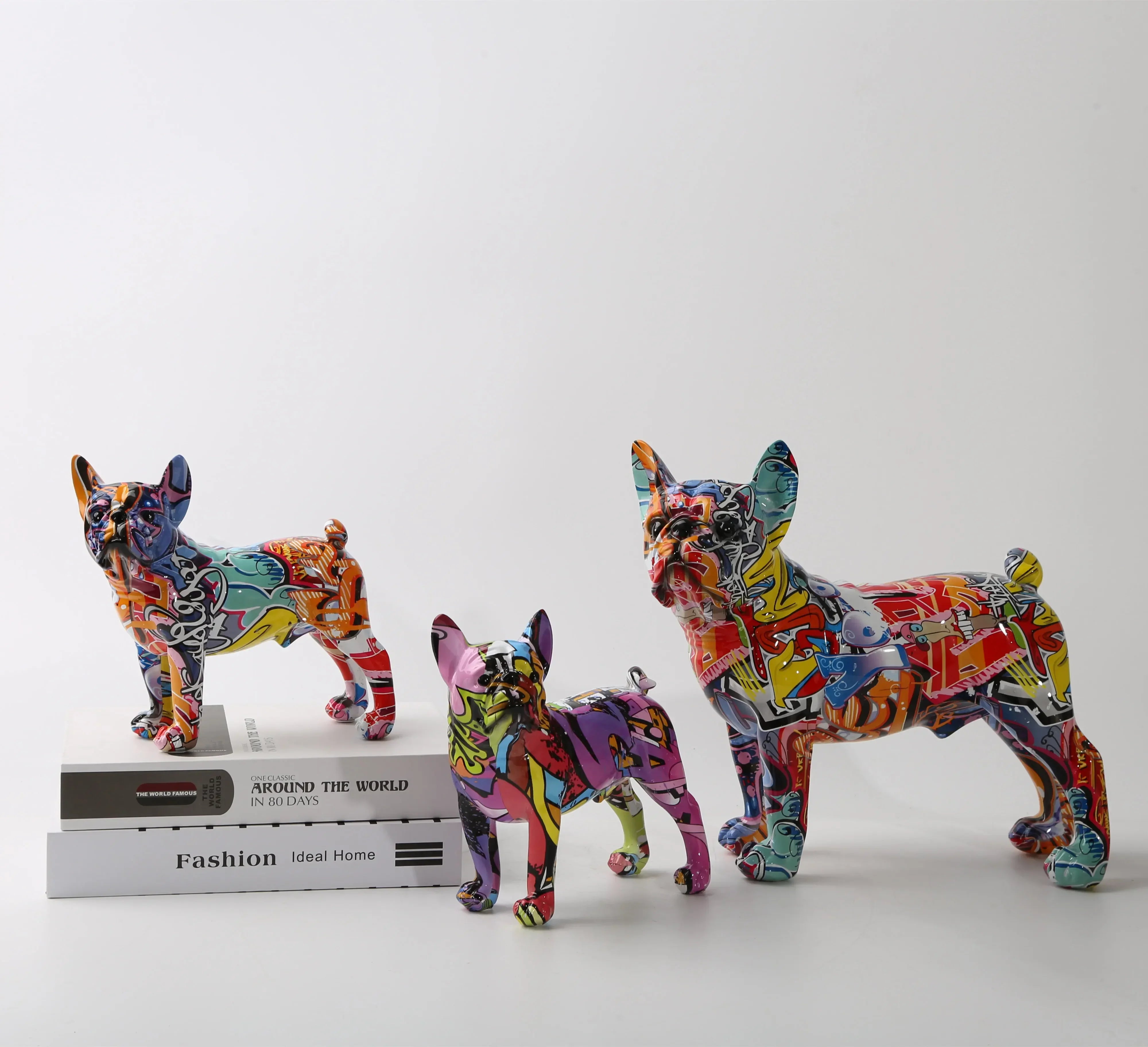 French Bulldog Graffiti Painted Statue