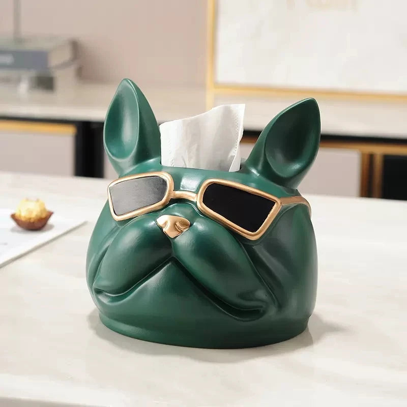 Bulldog Head Tissue Box Holder