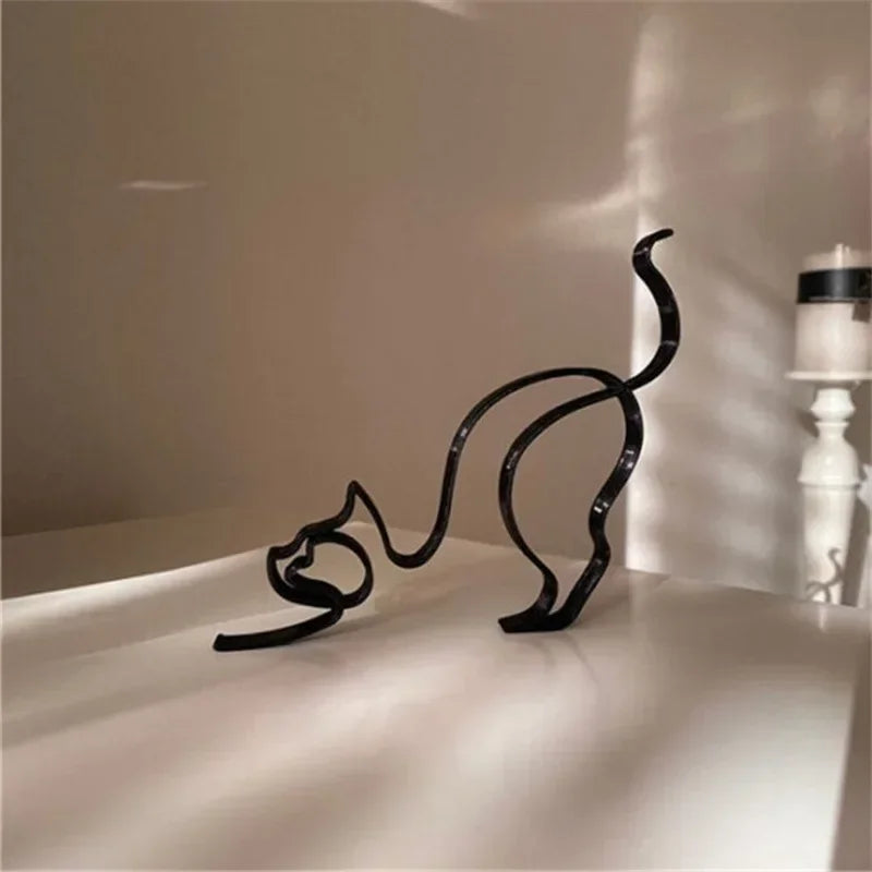 Minimalist decor Iron Dog and Cat Sculptures