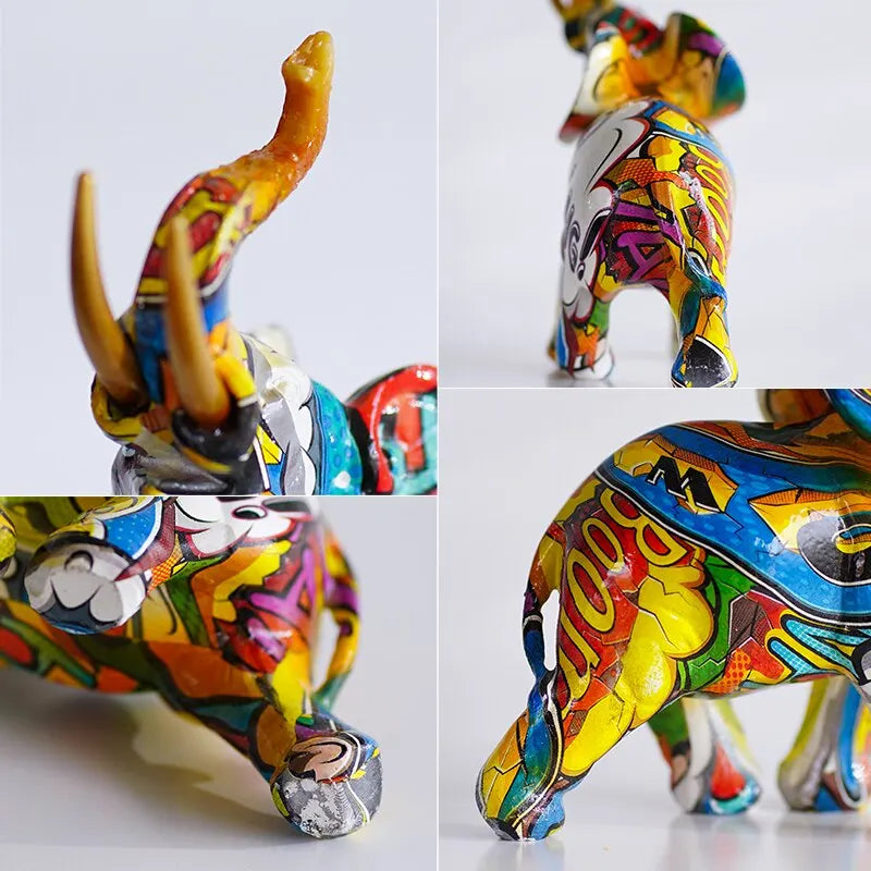 Elephant Nordic Painted Statue