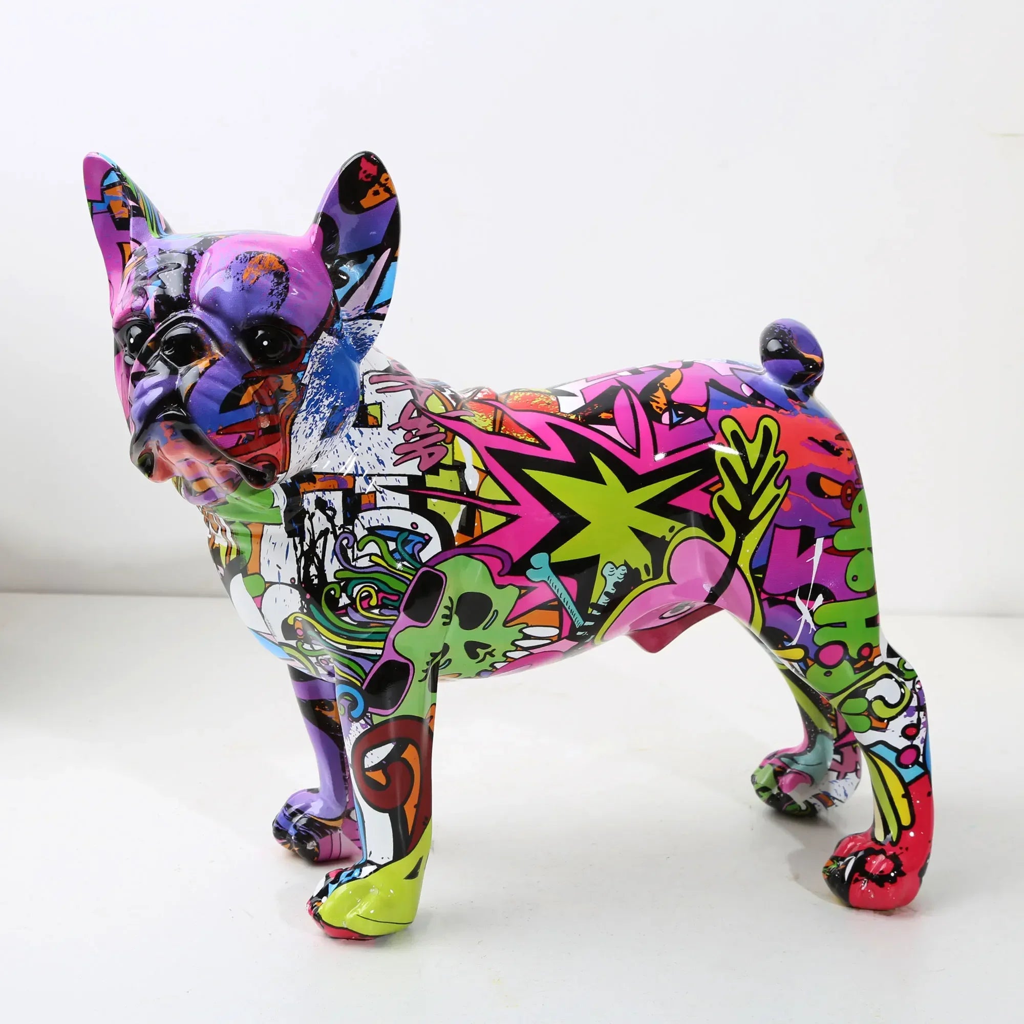 French Bulldog Graffiti Painted Statue