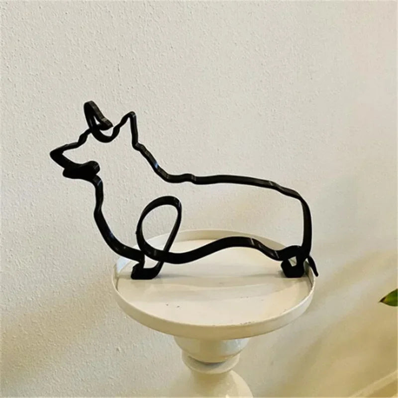 Minimalist decor Iron Dog and Cat Sculptures