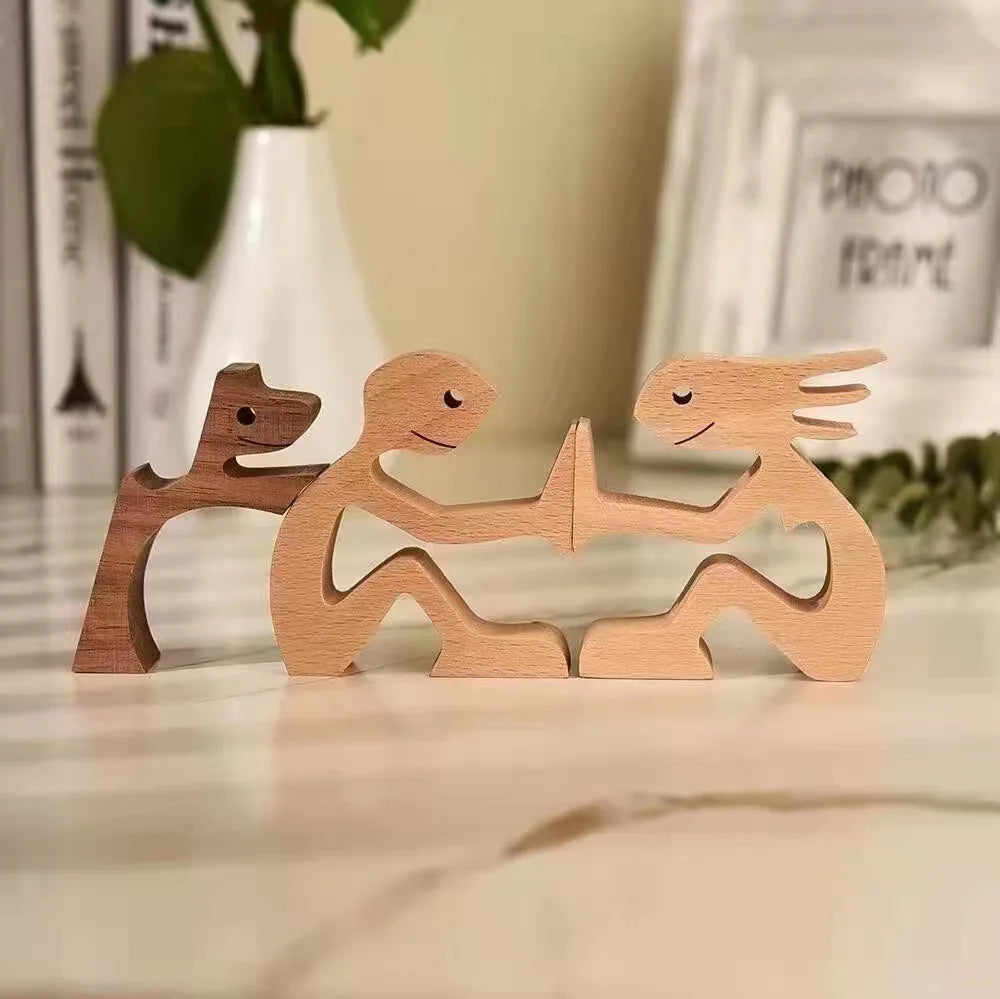  Minimalist decor Wooden Dog Sculptures