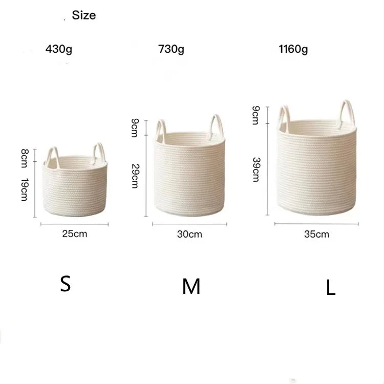 White Storage Baskets Cotton