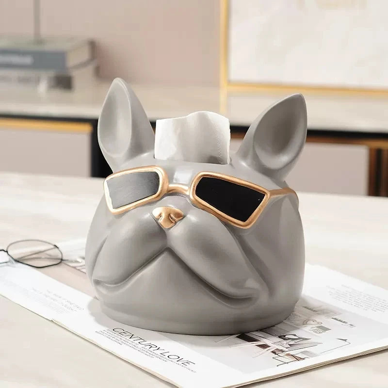 Bulldog Head Tissue Box Holder