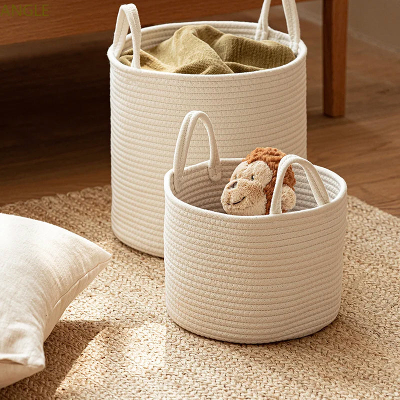 White Storage Baskets Cotton