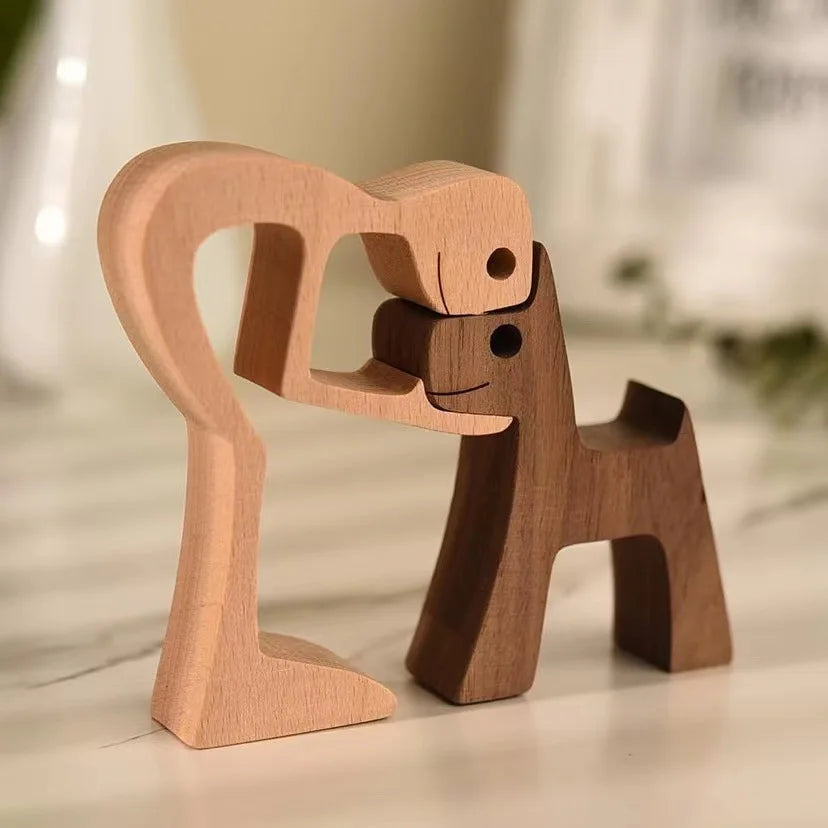  Minimalist decor Wooden Dog Sculptures