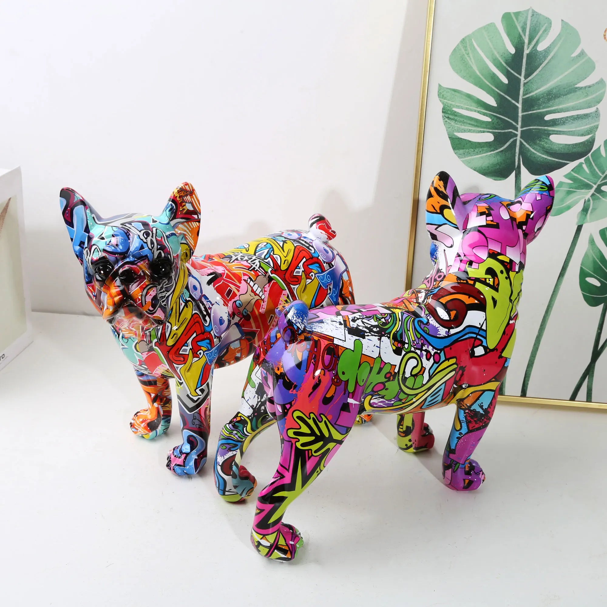 French Bulldog Graffiti Painted Statue