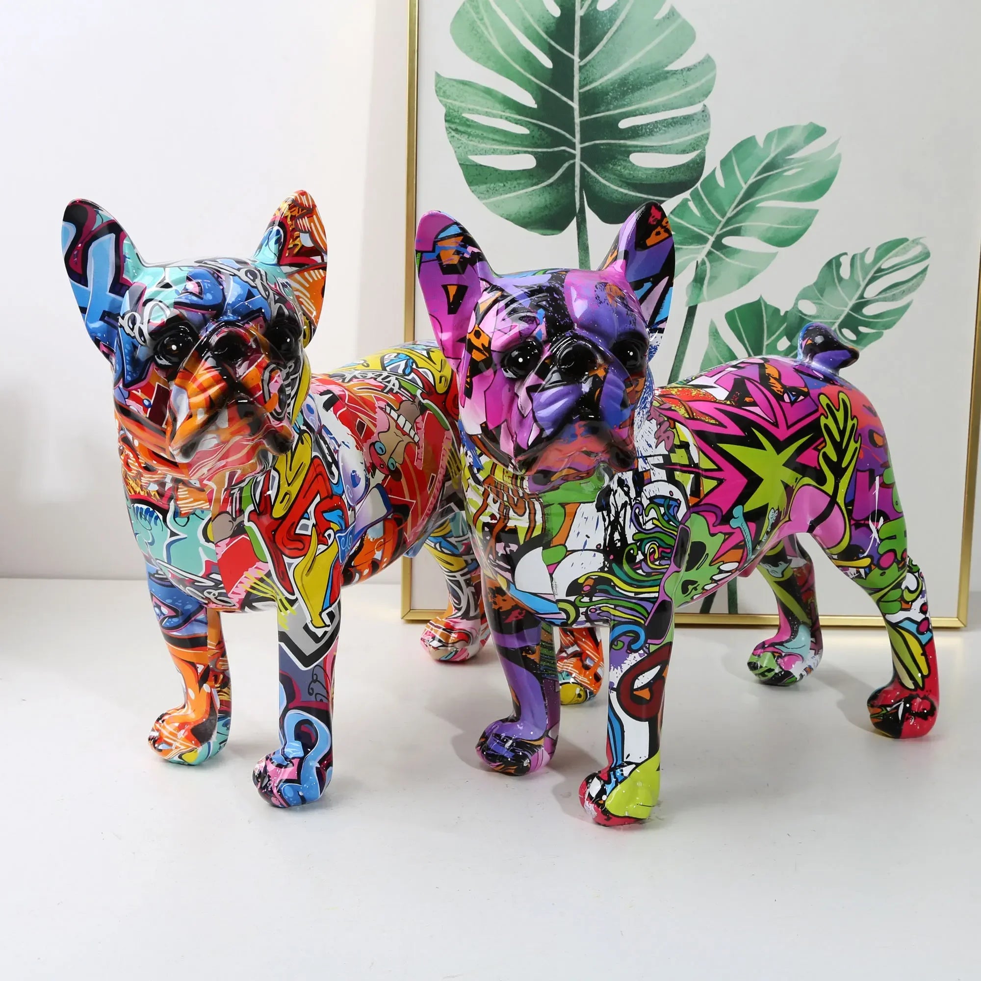 French Bulldog Graffiti Painted Statue