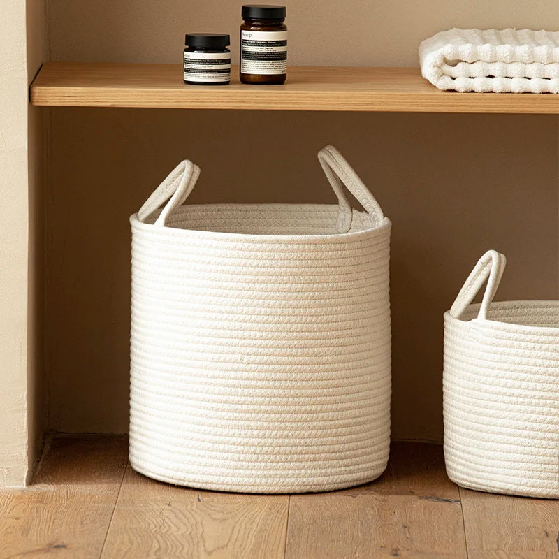 White Storage Baskets Cotton