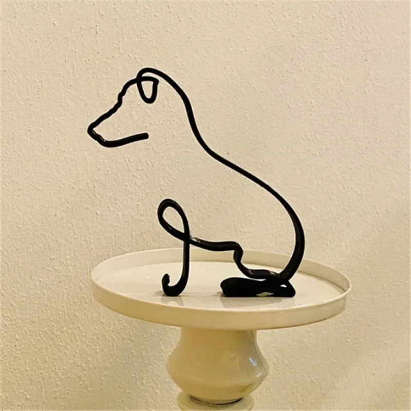 Minimalist decor Iron Dog and Cat Sculptures