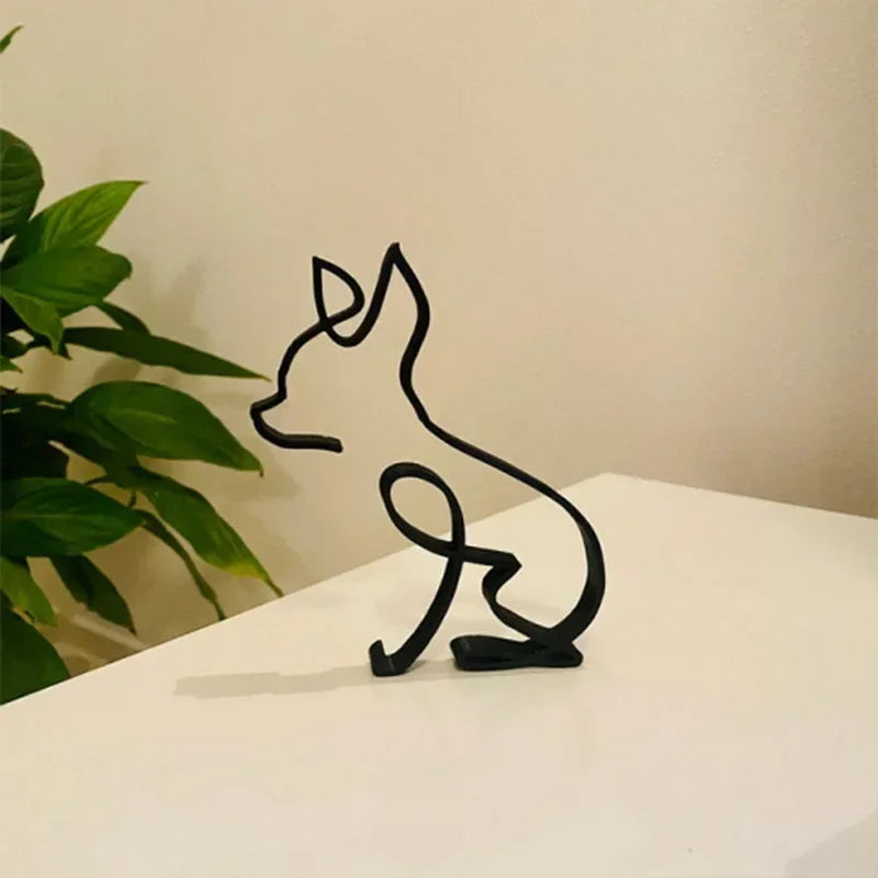 Minimalist decor Iron Dog and Cat Sculptures