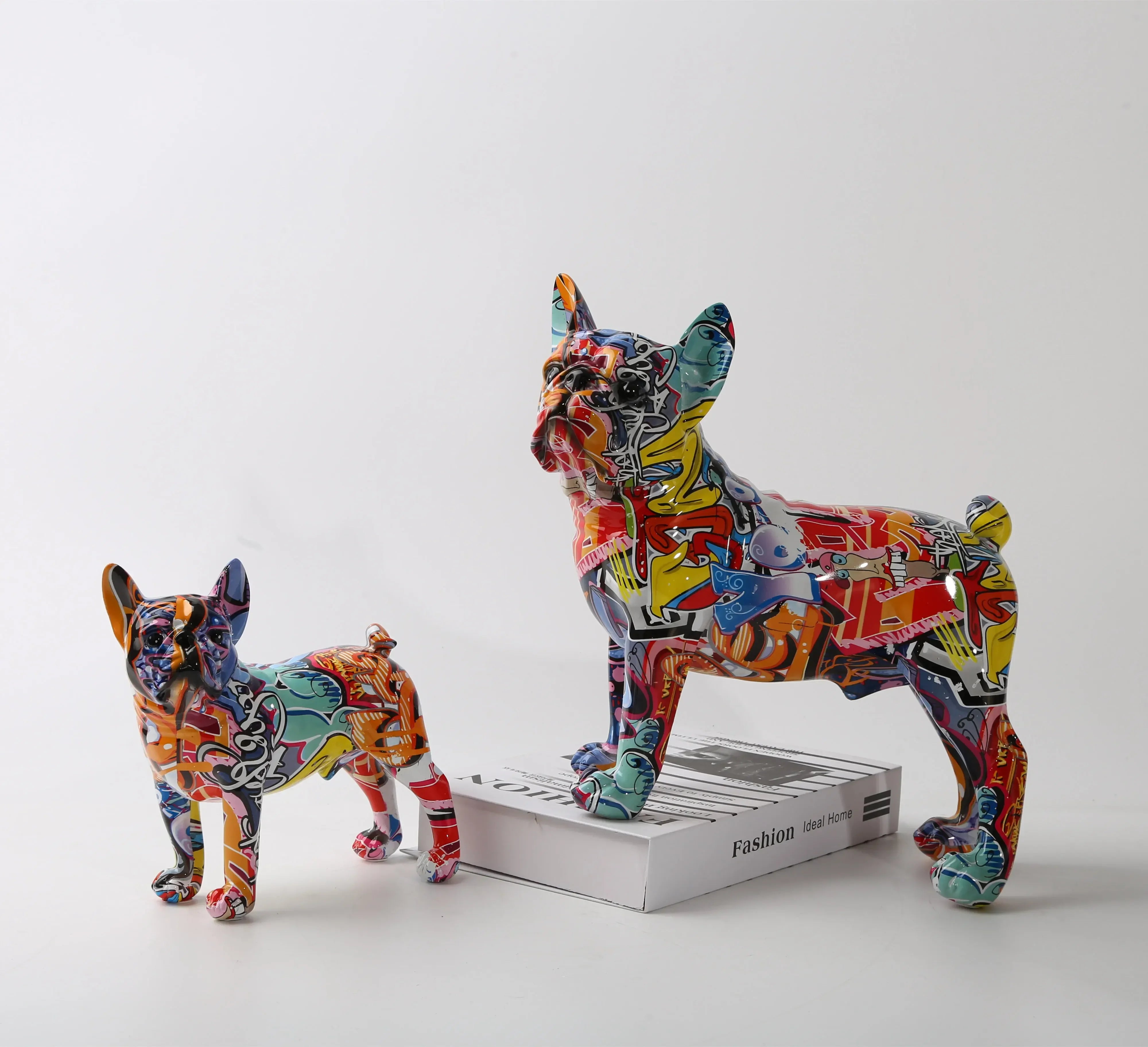 French Bulldog Graffiti Painted Statue