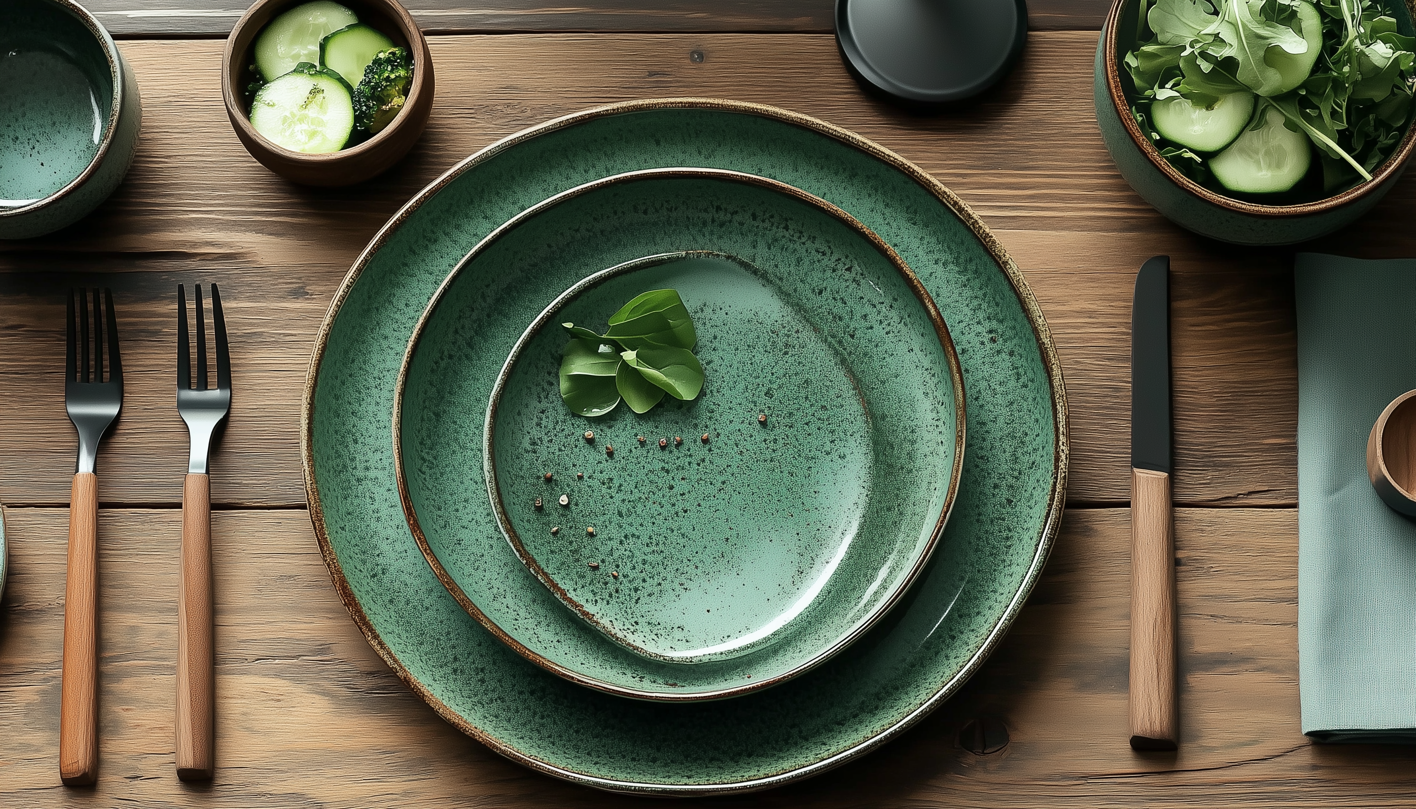 Green Stone Dinnerware Sets | Green Shosai Collection
